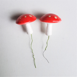 kerstversiering paddenstoel rood 2x christmas mushroom 1930s - 1960s