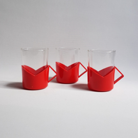 glazen theeglazen 3x tea glasses 1980s