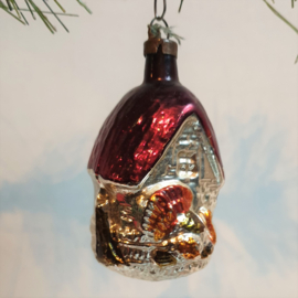 kerstversiering glas huisje christmas ornament 1930s - 1960s