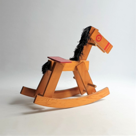 hobbelpaard hout rocking horse wood brutalist 1960s