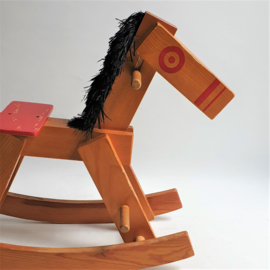 hobbelpaard hout rocking horse wood brutalist 1960s