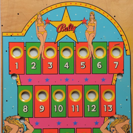 pin-up knikkerbaan flipperkast front bally ball game  1975