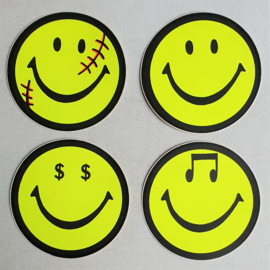 smiley stickers fluor 4x 1980s