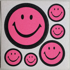 smiley fluor stickers 6x op vel kleine maat 1980s