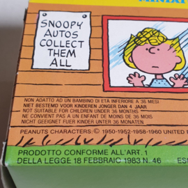 snoopy auto die-cast metal miniature car in box italy 1983