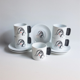 kop en schotels 5x cup & saucer trend-design germany IMRY 1980s