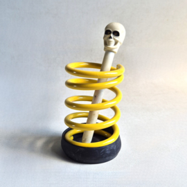 pennenbak geel spiraal spiral yellow pencil box sprincil 1980s