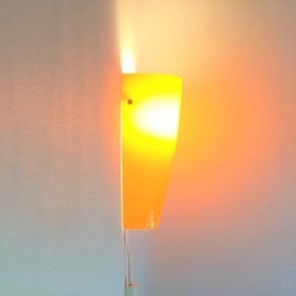 wandlamp oranje glas wall lamp orange glass 1980s