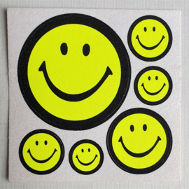 smiley fluor stickers 6x op vel kleine maat 1980s