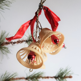 kerstversiering 5x kerstklok christmas bells ornament 1930s - 1950s