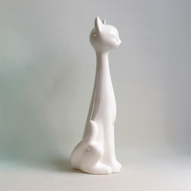 beeld grote maat witte kat big size white cat figurine 1980s
