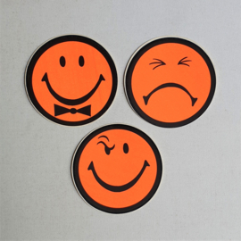 smiley fluor stickers 3x 1980s