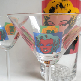 monroe, marilyn andy warhol karaf pitcher martini glasses set 1990s