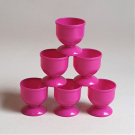 eierdopjes knal-roze 6 fluor pink eggs cups 1980s
