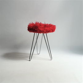 kruk rood red plush stool 1960s