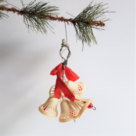 kerstversiering 5x kerstklok christmas bells ornament 1930s - 1950s