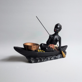 beeld dame in kano lady canoe figurine 1950s