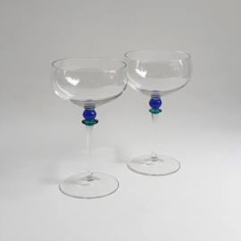 glazen 2x pair of wine glasses memphis design style 1980s / 1990s
