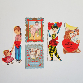 valentijnskaart 5x gelopen USA valentine's day card 1950s
