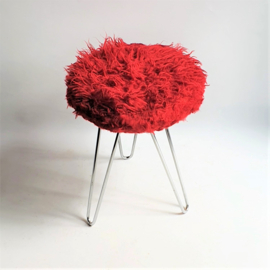 kruk rood red plush stool 1960s
