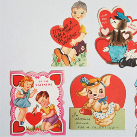 valentijnskaart 5x gelopen USA valentine's day card 1950s