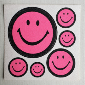 smiley fluor stickers 6x op vel kleine maat 1980s