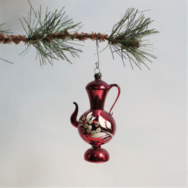 kerstversiering koffiekan glas christmas ornament 1930s - 1960s