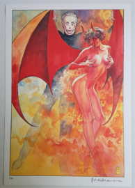 manara, milo italy pin-up devil demon female signed 1e print p.a. 1998