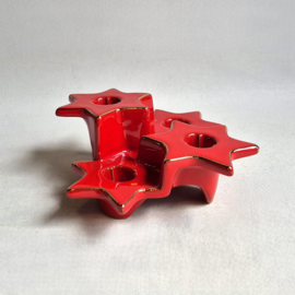 kandelaar 4-delig kerstster poinsettia shaped candle holders 1980s