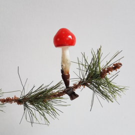 kerstversiering paddenstoel knijper christmas mushroom ornament 1930s - 1950s