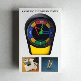 klok magnetic clip-memo wall clock memphis design style yellow 1990s