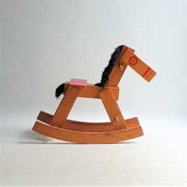 hobbelpaard hout rocking horse wood brutalist 1960s