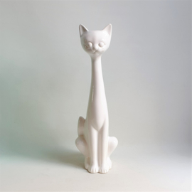 beeld grote maat witte kat big size white cat figurine 1980s