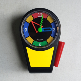 klok magnetic clip-memo wall clock memphis design style yellow 1990s