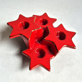kandelaar 4-delig kerstster poinsettia shaped candle holders 1980s