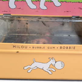 kuifje bobbie blik tintin snowy tin box milou bubble gum 1961