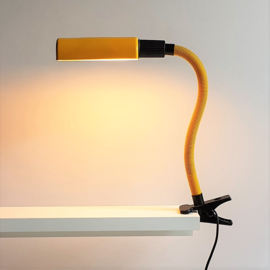 tafellamp klemlamp geel met buigarm table lamp yellow 1980s