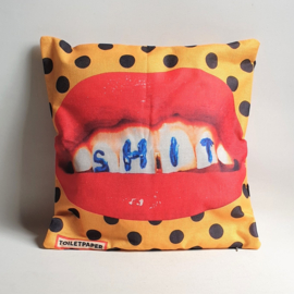 toiletpaper kussen art "shit on teeth" cushion