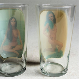 glas 2x pair of pin-up drinking glasses 1970s