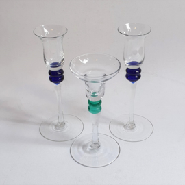 kandelaar 3x candle holder glass memphis design style 1980s / 1990s