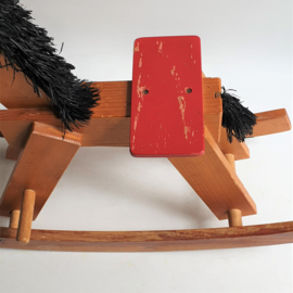 hobbelpaard hout rocking horse wood brutalist 1960s