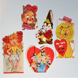 valentijnskaart 5x gelopen USA valentine's day card 1950s