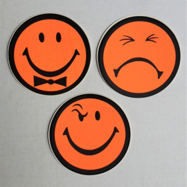 smiley fluor stickers 3x 1980s