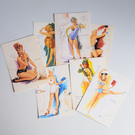 pin-up ansichtkaart 7x ongelopen postcard freeman elliot