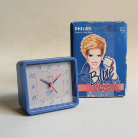 klok tafelklok wekker table alarm clock blue wave philips 1980s