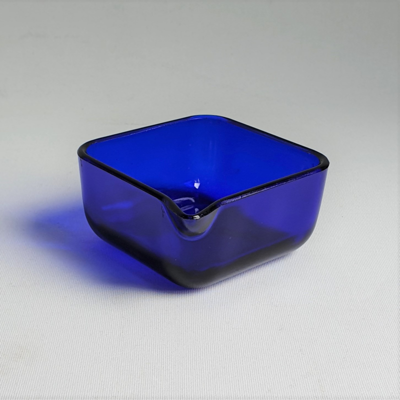 schenkkom blauw kobalt glas blue cobalt glass bowl 1970s