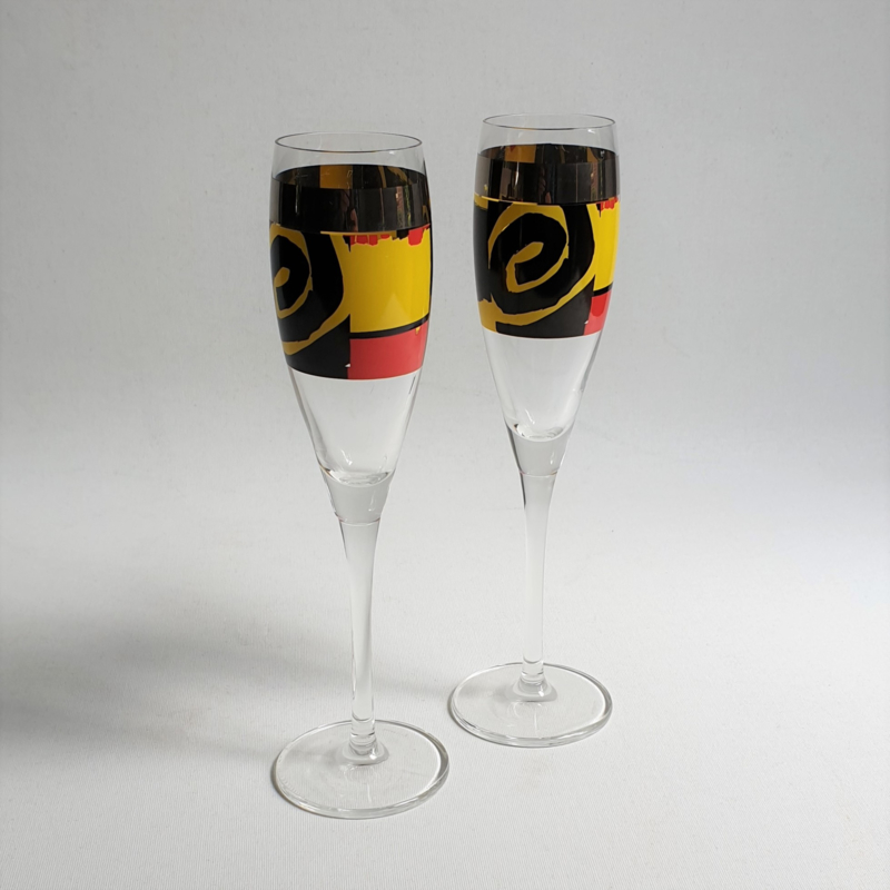 Implicaties in tegenstelling tot Met bloed bevlekt glazen champagne 2x pair of flutes roger selden ritzenhoff | 1980s - 2000s  design | vintagexplosion