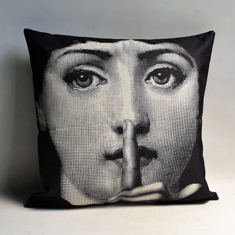 Overleven Pracht In de genade van fornasetti style kussen art cushion "ssttt" | 1980s - 2000s design |  vintagexplosion