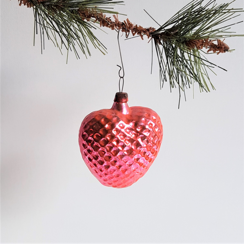 kerstversiering roze hart christmas tree ornament 1930s - 1950s