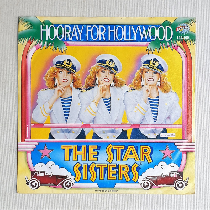 gerry the cat artwork for the star sisters hooray for hollywood 7" 1984